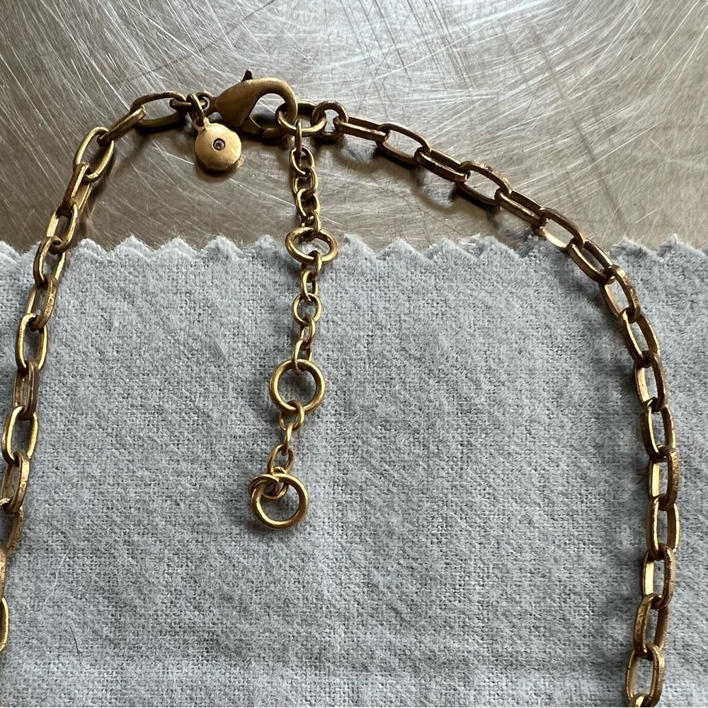 J Crew Emerald and Gold Tone Rhinestone Statement Necklace - Picture 3 of 4